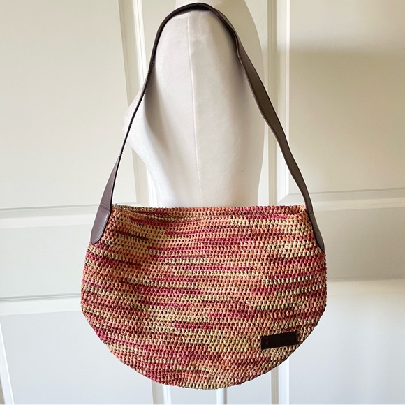 Helen Kaminski Multicolor Raffia Leather Trim Zip closure Shoulder Bag - Main Image